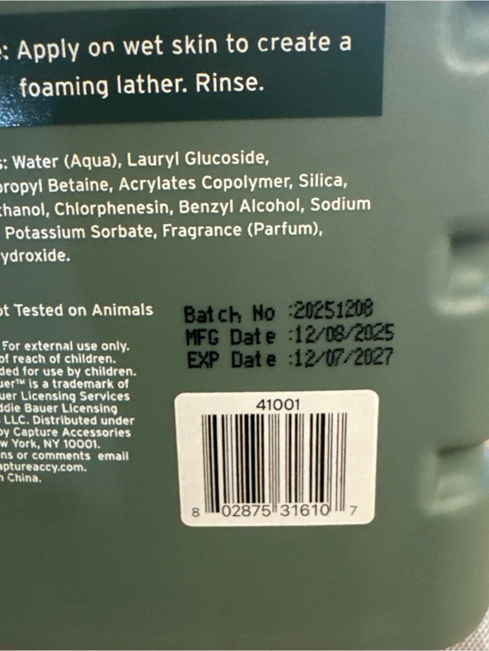 Eddie Bauer Exfoliating Body Wash - Sea Salt - Sage Green